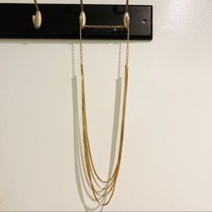 Long layered gold necklace